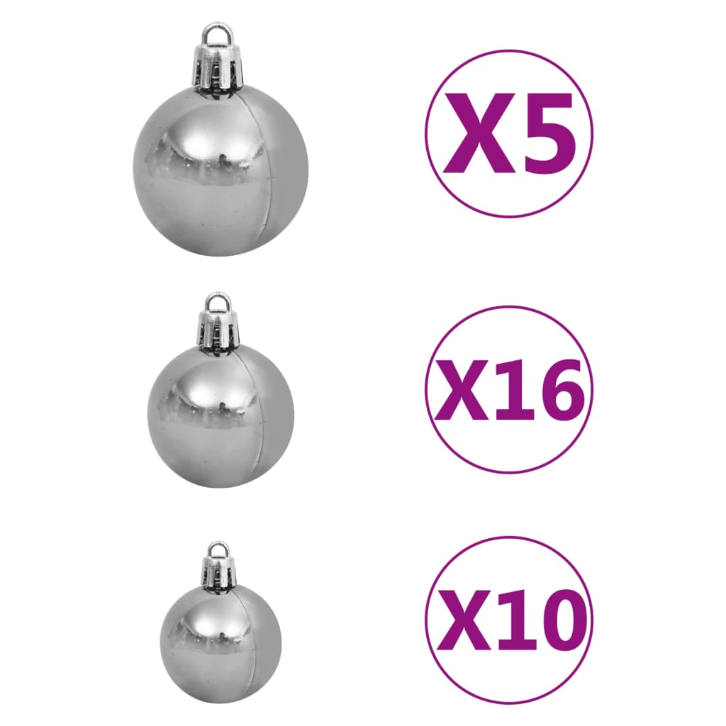 120-osainen Joulupallosetti latvalla 300 LED-valoa valk./harmaa - Harrastajankoti.fi
