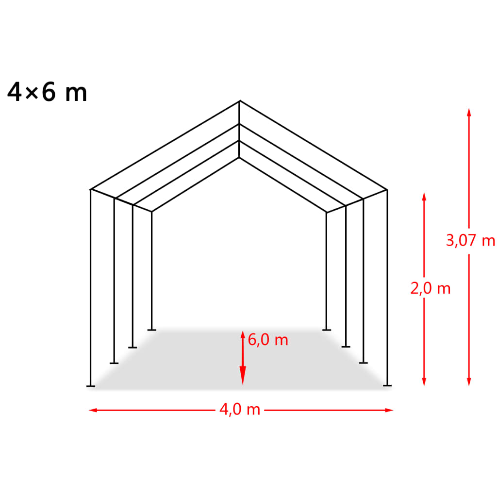 Varastoteltta PVC 550 g/m² 4x6 m valkoinen - Harrastajankoti.fi