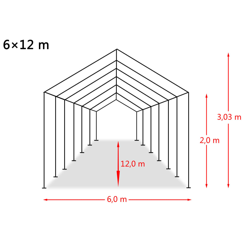 Varastoteltta PVC 550 g/m² 6x12 m valkoinen - Harrastajankoti.fi