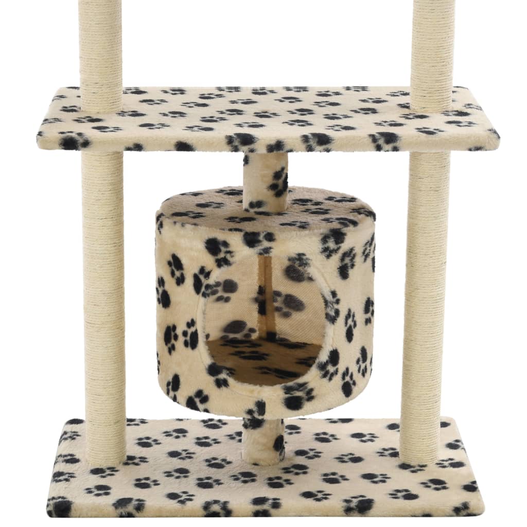 Kissan raapimispuu sisal-pylväillä 95 cm tassunjäljet beige - Harrastajankoti.fi