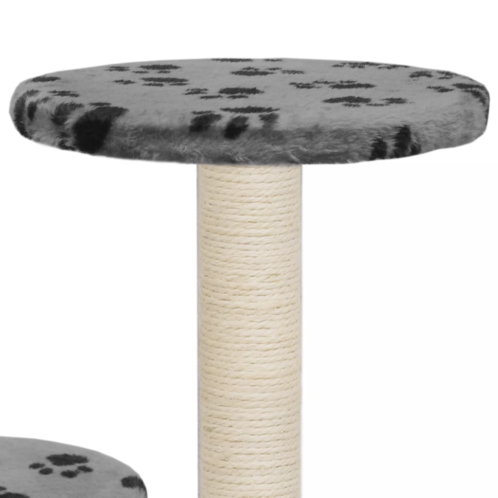 Kissan kiipeilypuu sisal-pylväillä 60 cm tassunjäljet harmaa - Harrastajankoti.fi