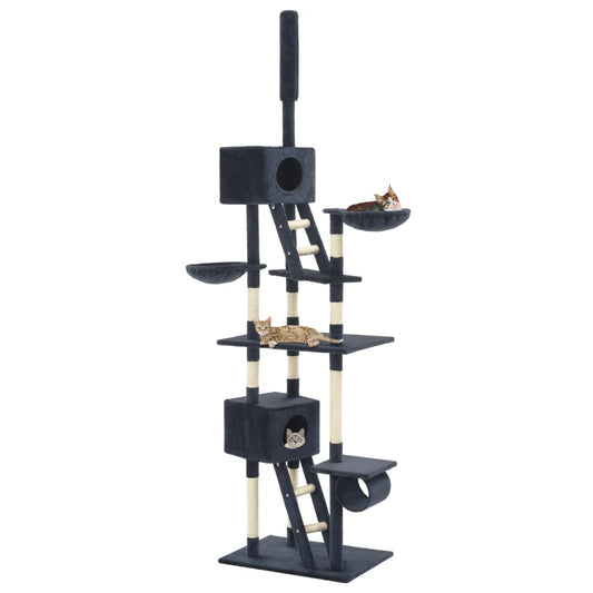 Kissan kiipeilypuu sisal-pylväillä 230-260 cm tummansininen - Harrastajankoti.fi