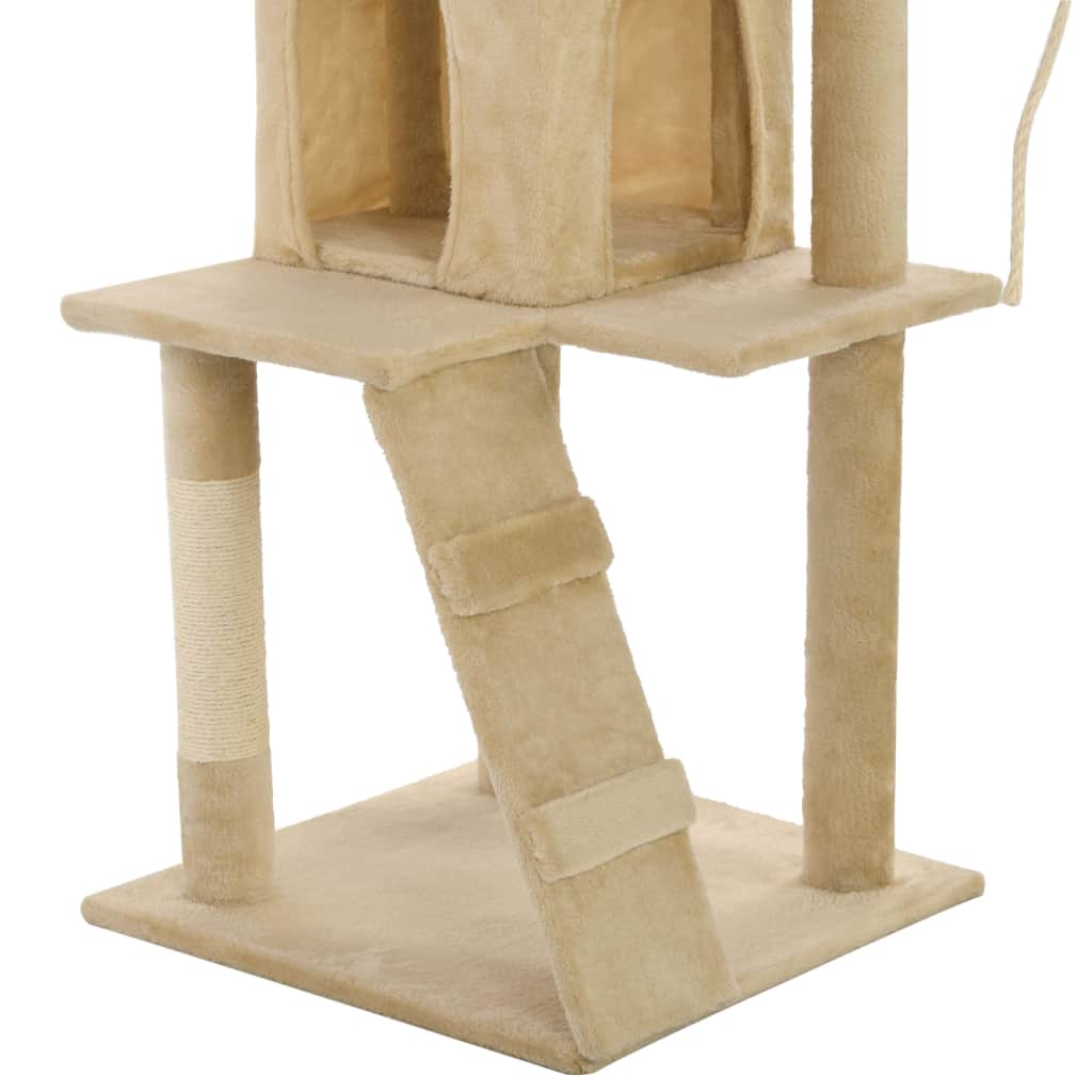 Kissan kiipeilypuu sisal-pylväillä 120 cm beige - Harrastajankoti.fi