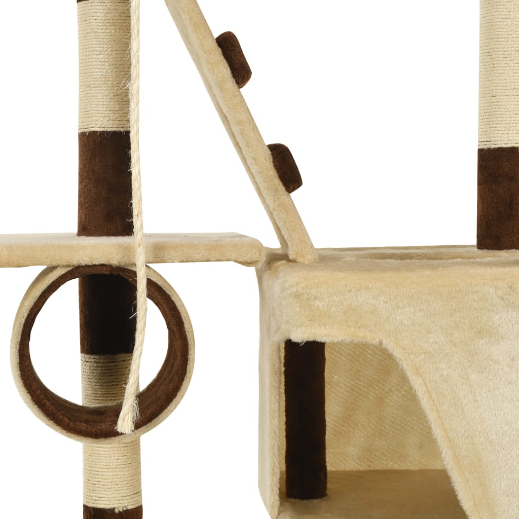 Kissan kiipeilypuu sisal-pylväillä 246-280 cm beige ja ruskea - Harrastajankoti.fi