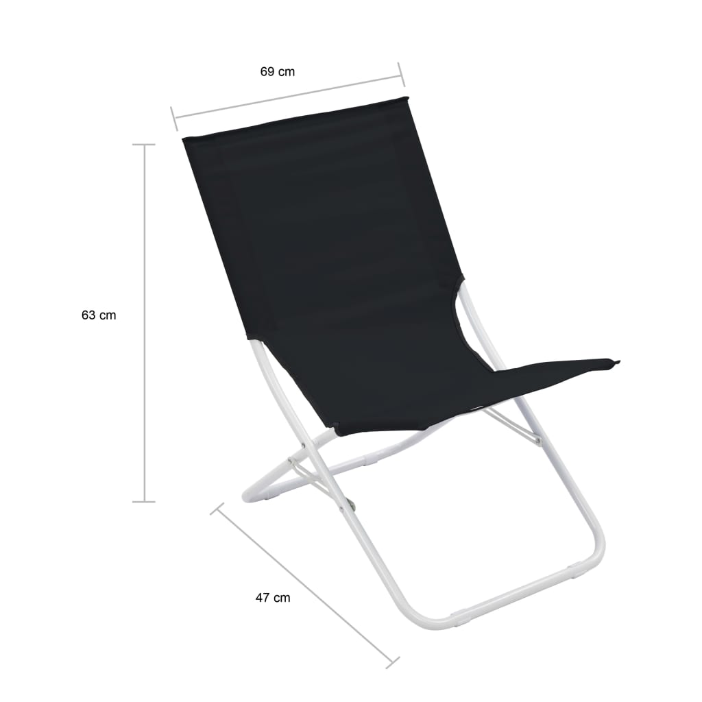 Kokoontaittuvat rantatuolit 2 kpl musta - Harrastajankoti.fi