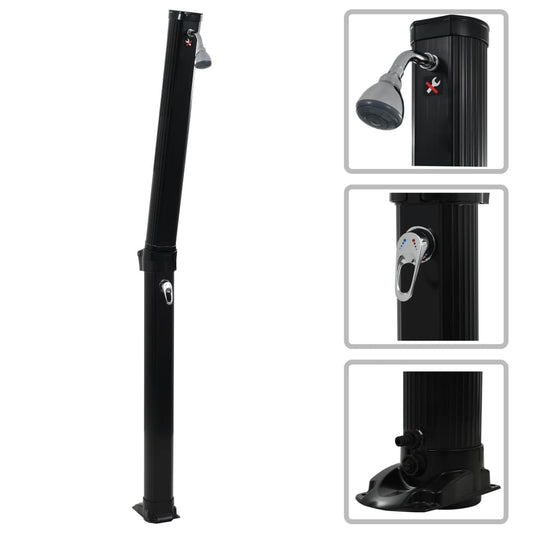 Kokoontaittuva aurinkovoimasuihku 214 cm musta 23 l - Harrastajankoti.fi