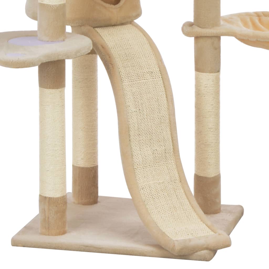 Kissan kiipeilypuu sisal-pylväillä 145 cm beige - Harrastajankoti.fi