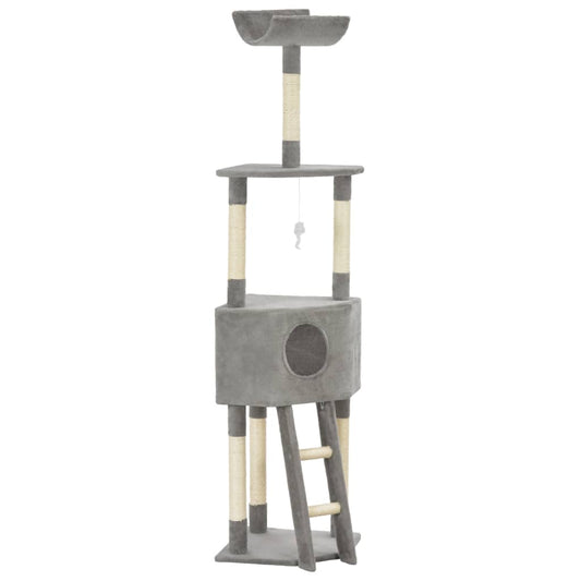 Kissan kiipeilypuu sisal-pylväällä 180 cm harmaa - Harrastajankoti.fi