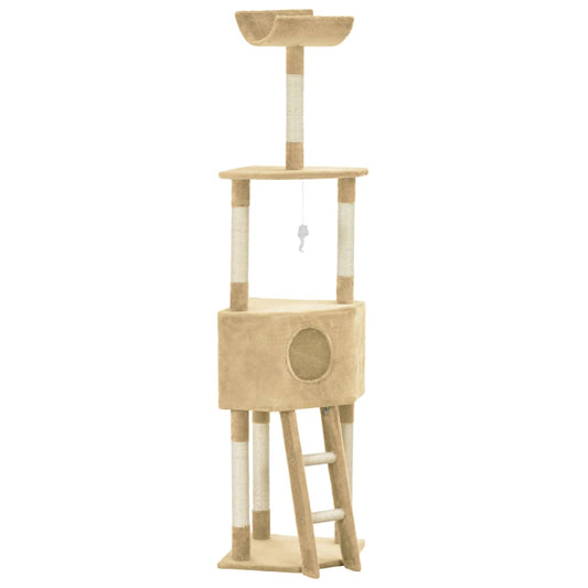 Kissan kiipeilypuu sisal-pylväällä 180 cm beige - Harrastajankoti.fi