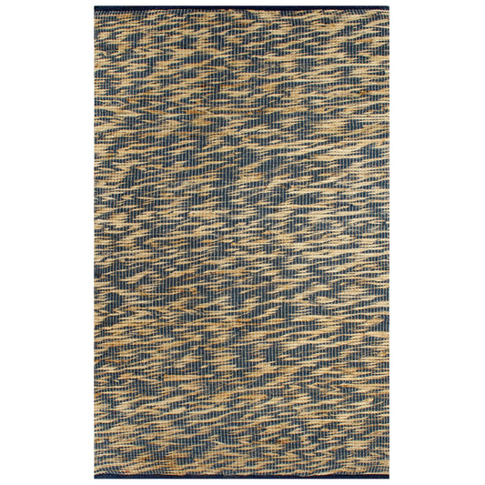 Käsintehty juuttimatto sininen ja luonnollinen 80x160 cm - Harrastajankoti.fi