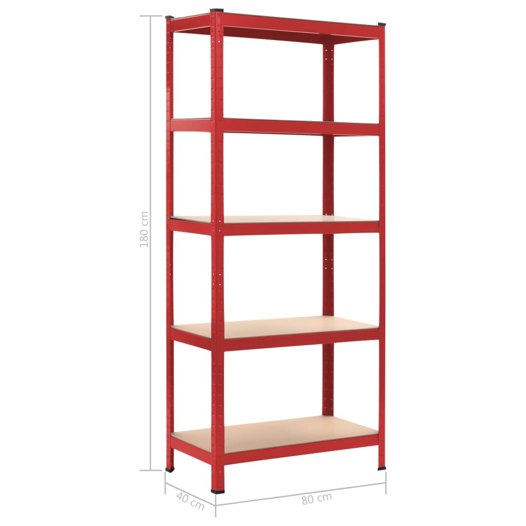 Varastohyllyt 2 kpl punainen 80x40x180 cm teräs - Harrastajankoti.fi