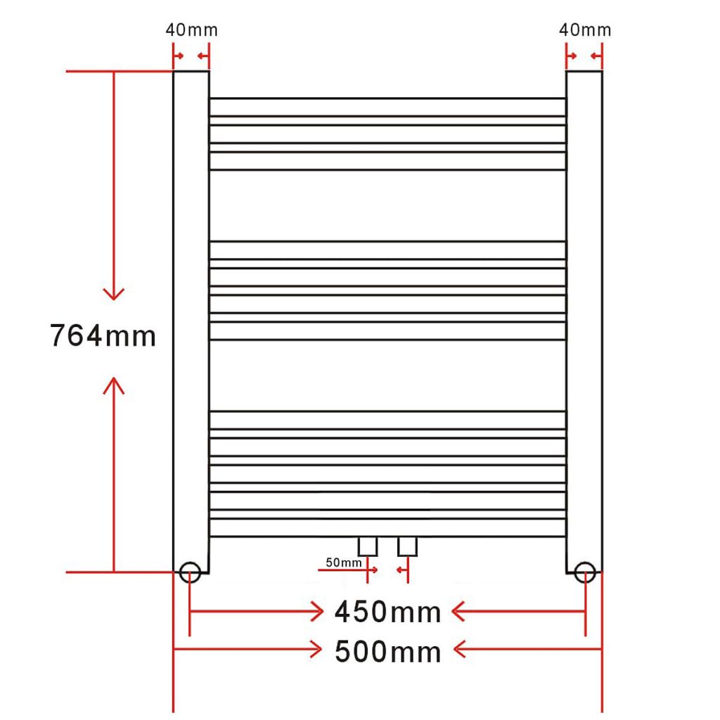 Kylpyhuoneen Keskuslämmitys Pyyheteline Suora 500 x 764 mm - Harrastajankoti.fi
