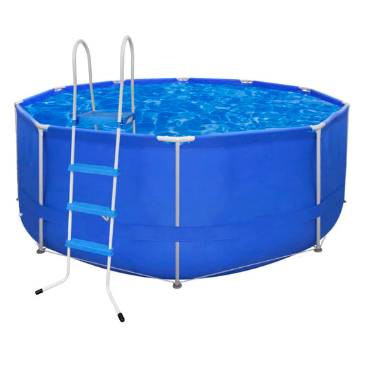 Pyöreä Uima-altaan Teräsrunko Portailla 367 x 122 cm - Harrastajankoti.fi