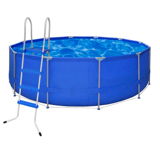 Pyöreä Uima-altaan Teräsrunko Portailla 457 x 122 cm - Harrastajankoti.fi