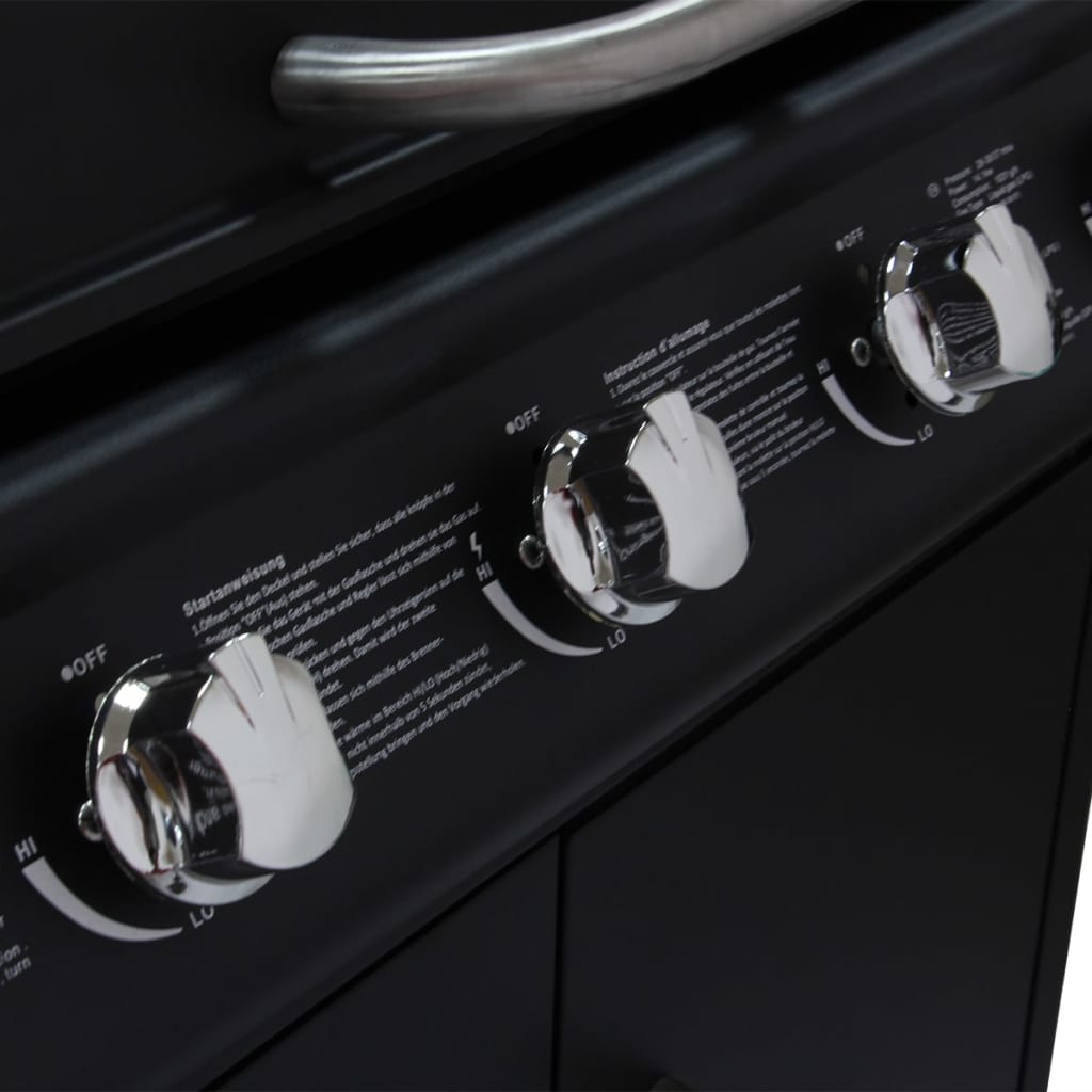 Kaasugrilli ruostumaton teräs 4+1 poltinta Musta - Harrastajankoti.fi