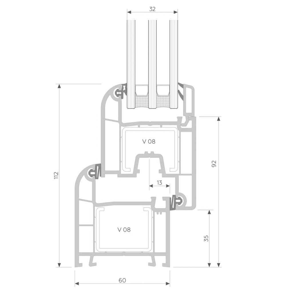 Kolmikerros Kallista & Käännä PVC Ikkuna Kahva Oikealla 600 x 1000 mm - Harrastajankoti.fi