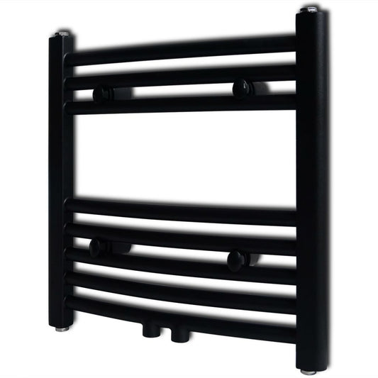 Musta Kylpyhuoneen Keskuslämmitys Pyyheteline Kaareva 480 x 480 mm - Harrastajankoti.fi