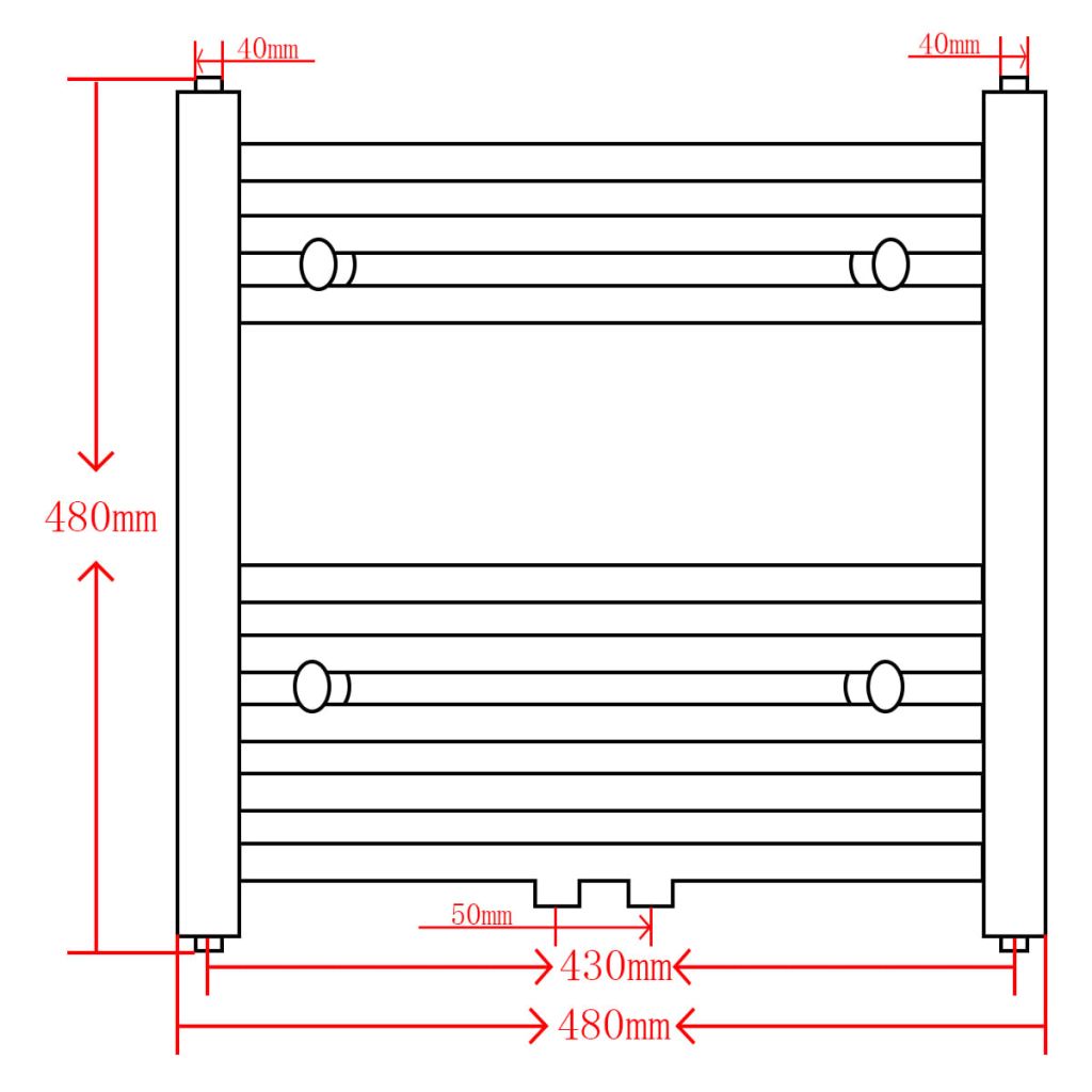 Musta Kylpyhuoneen Keskuslämmitys Pyyheteline Kaareva 480 x 480 mm - Harrastajankoti.fi