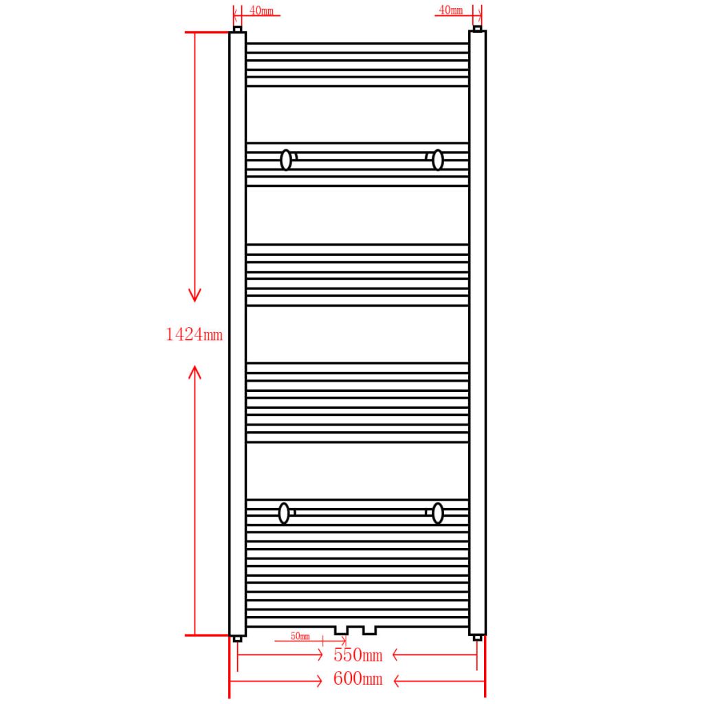 Musta Kylpyhuoneen Keskuslämmitys Pyyheteline Kaareva 600 x 1424 mm - Harrastajankoti.fi