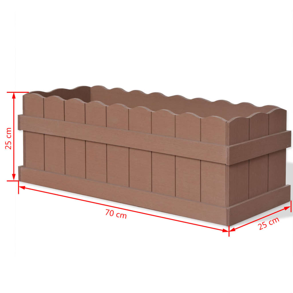 Puutarhan korotettu kukkalaatikko WPC 70x25x25 cm ruskea - Harrastajankoti.fi