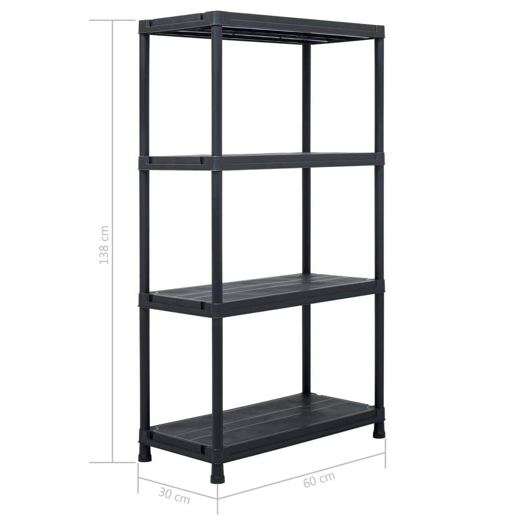 Varastohylly 100 kg 60x30x138 cm musta muovi - Harrastajankoti.fi