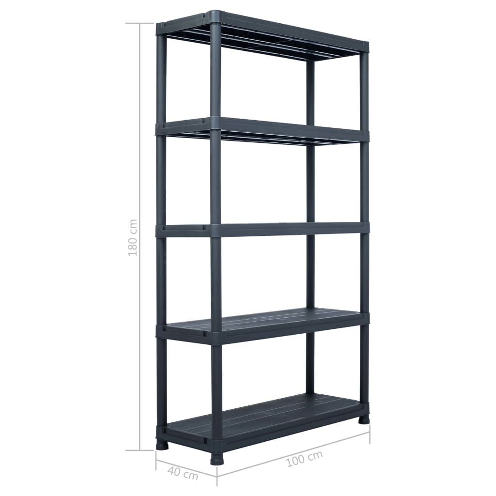 Varastohylly 500 kg 100x40x180 cm musta muovi - Harrastajankoti.fi