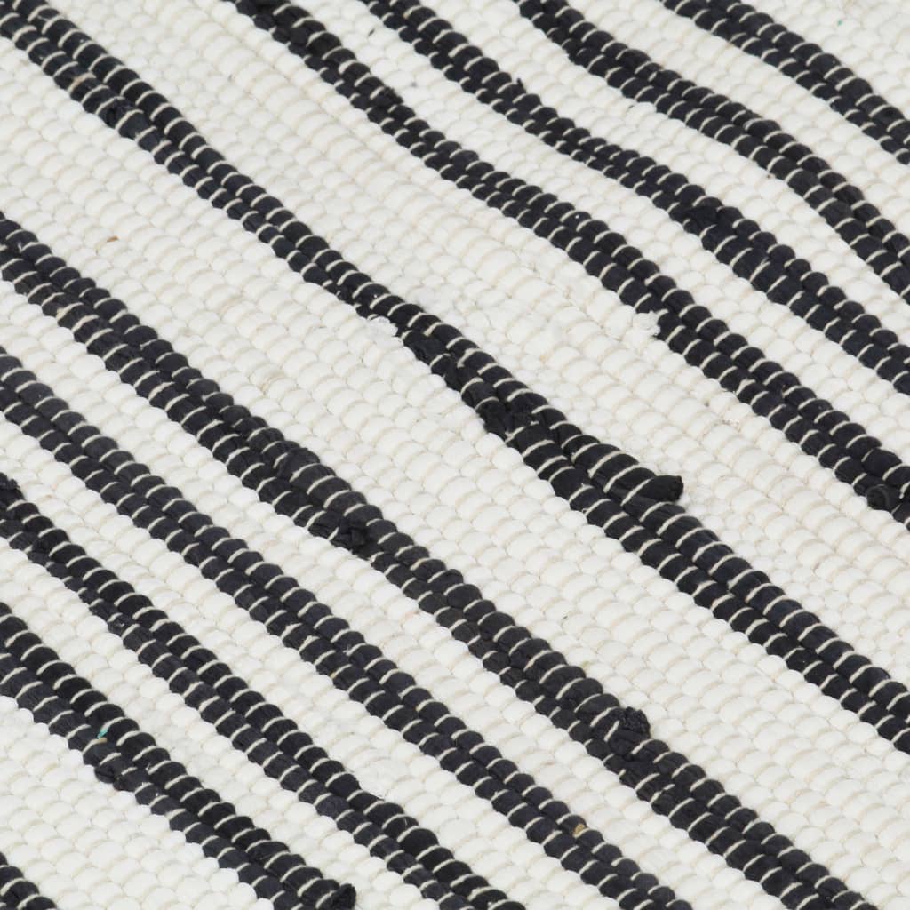 Käsin kudottu chindi-matto puuvilla 80x160 cm antrasiitti/valk. - Harrastajankoti.fi