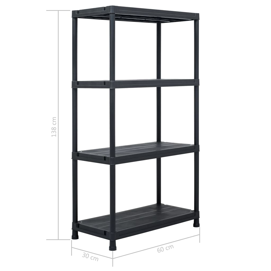 Varastohyllyt 5 kpl muovi 60x30x138 cm musta - Harrastajankoti.fi