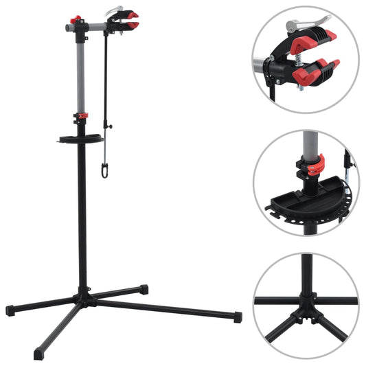 Polkupyörän korjausteline 104x68x(110-190) cm teräs musta - Harrastajankoti.fi