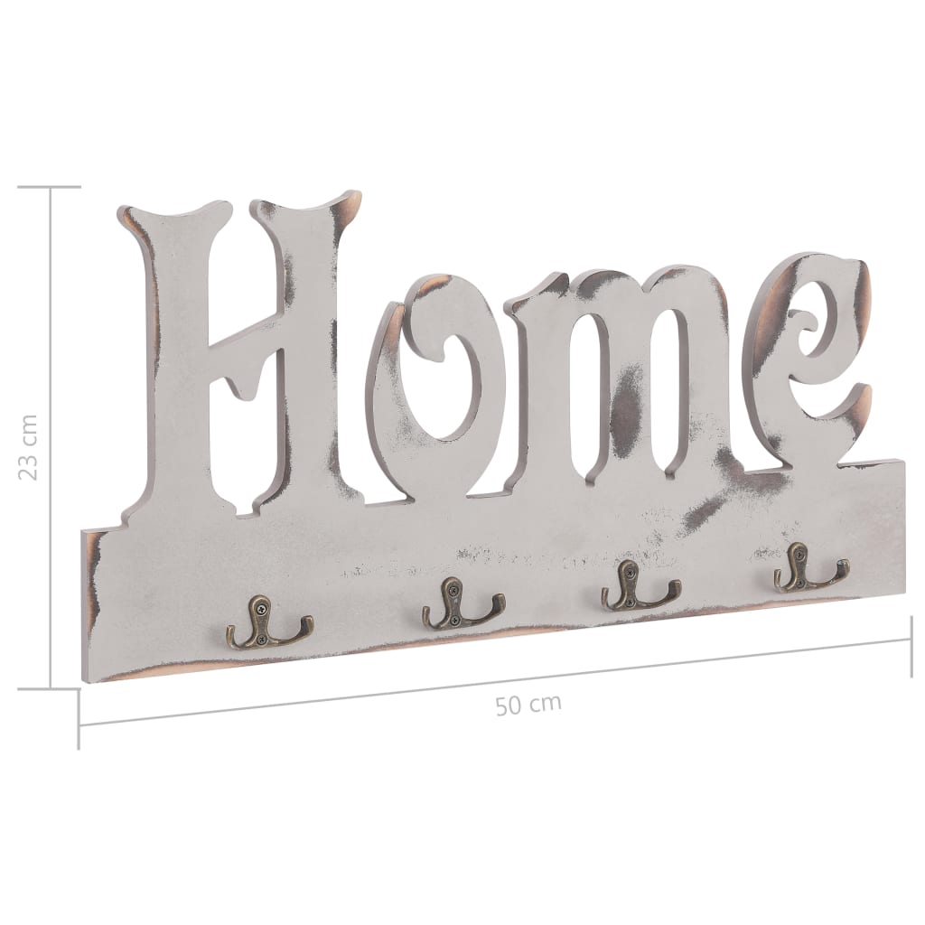 Seinälle kiinnitettävä naulakko HOME 50x23 cm - Harrastajankoti.fi