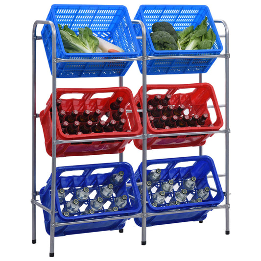 Varastohylly 6 korille hopea 96x33x116 cm teräs - Harrastajankoti.fi