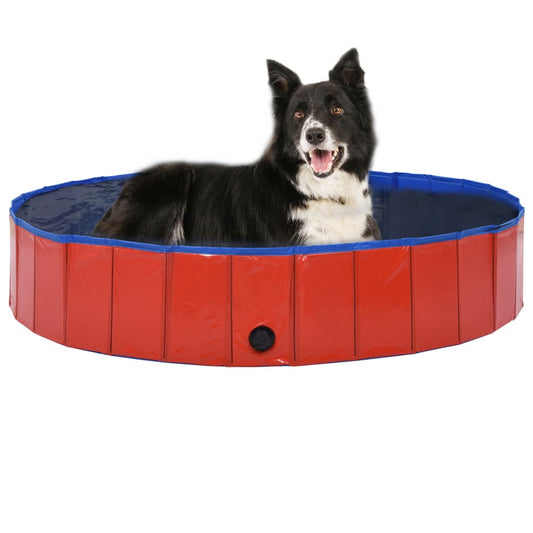 Kokoontaitettava koiran uima-allas punainen 160x30 cm PVC - Harrastajankoti.fi