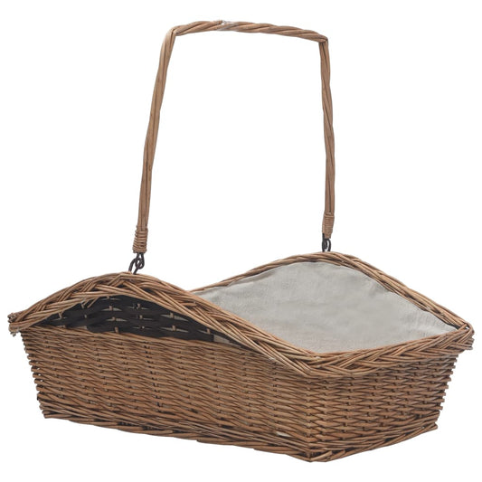 286989 Be Basic Firewood Basket with Handle 61,5x46,5x58 cm Brown Willow - Harrastajankoti.fi