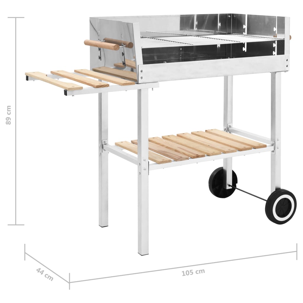XXL BBQ-vaunuhiiligrilli ruostumaton teräs 2 hyllyllä - Harrastajankoti.fi