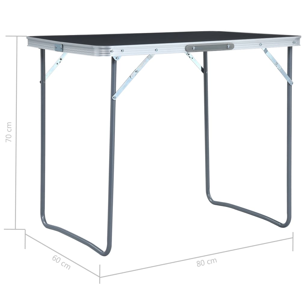 Kokoontaitettava retkipöytä metallirungolla 80x60 cm harmaa - Harrastajankoti.fi