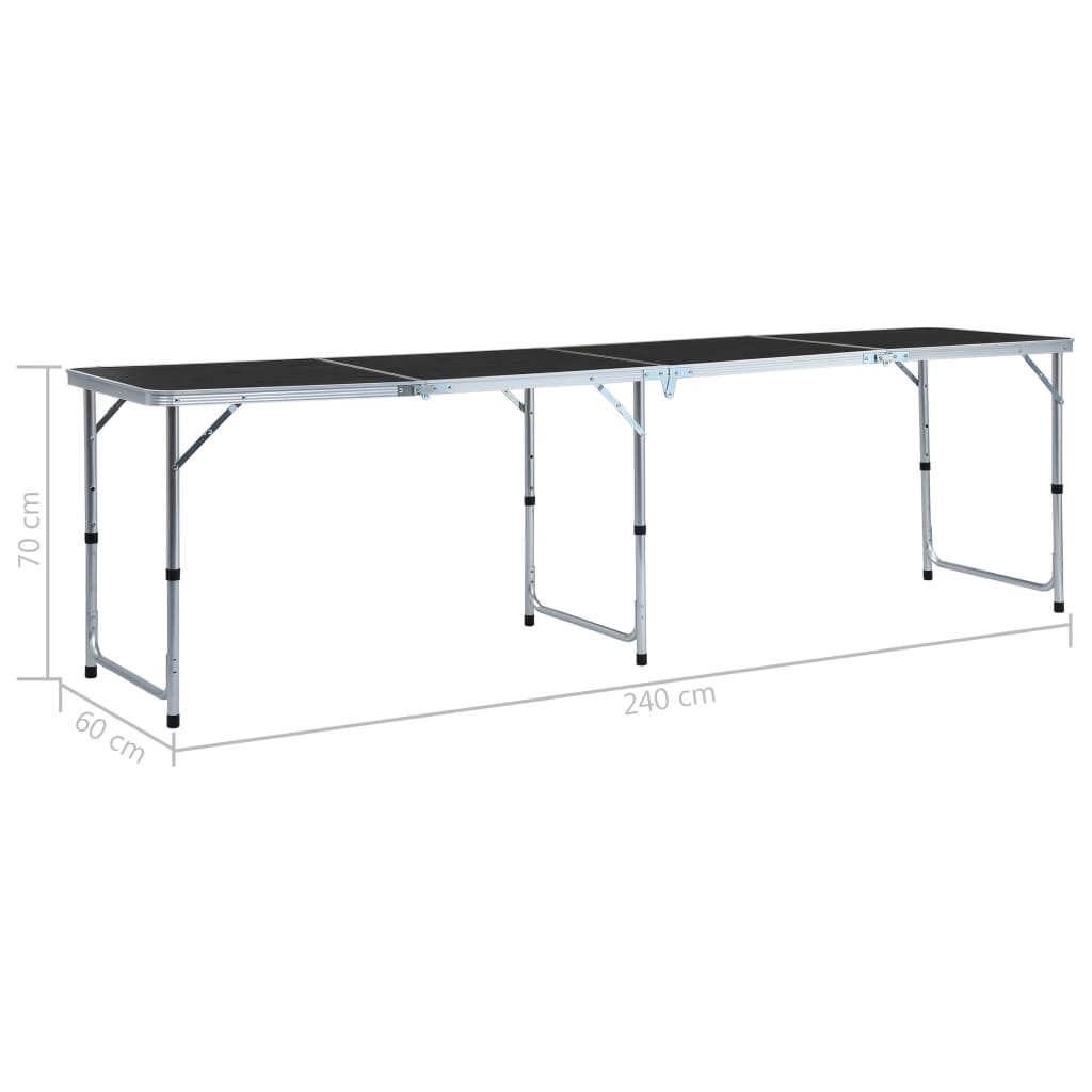 Kokoontaitettava retkipöytä harmaa alumiini 240x60 cm - Harrastajankoti.fi