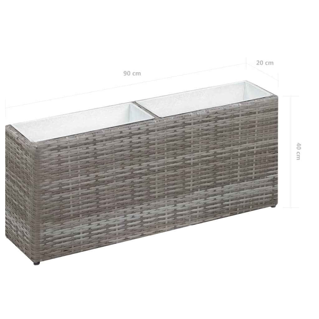 Korotettu kukkalaatikko 2xruukku 90x20x40 cm polyrottinki harm. - Harrastajankoti.fi