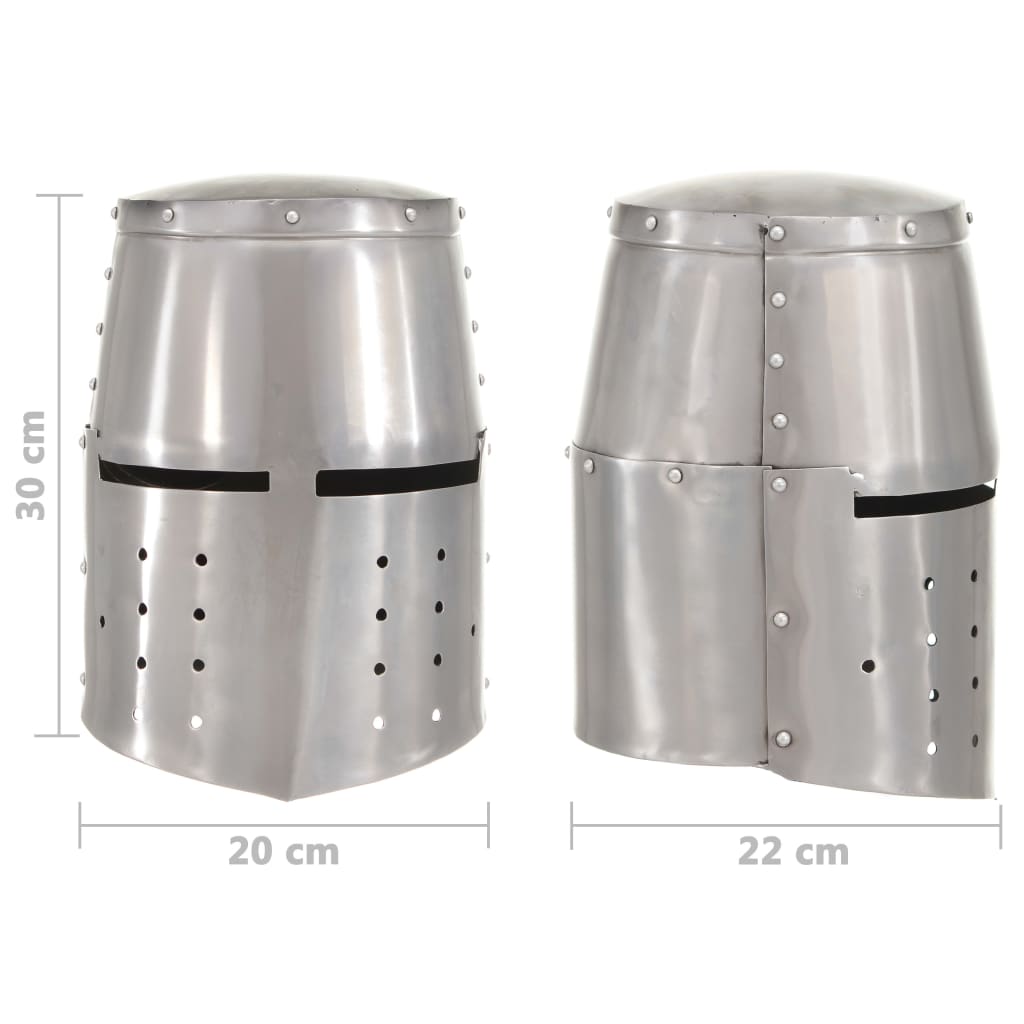 Keskiaikaisen ritarin kypärä antiikki kopio hopea teräs - Harrastajankoti.fi