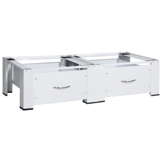 Pesukoneen ja kuivausrummun korokejalusta laatikoilla valkoinen - Harrastajankoti.fi