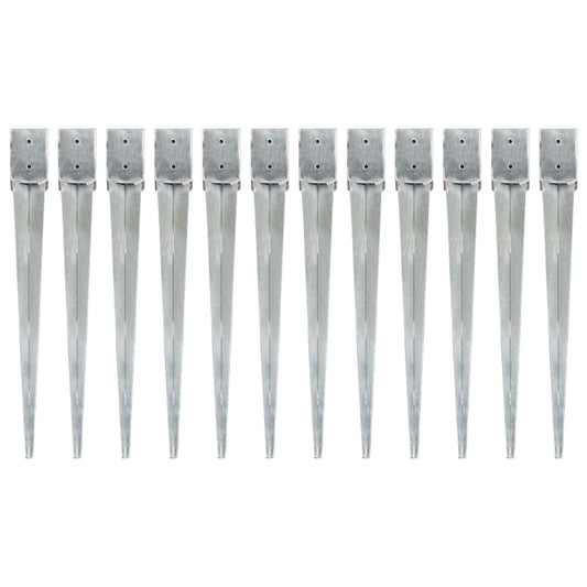 Maapiikit 12 kpl hopea 10x10x91 cm galvanoitu teräs - Harrastajankoti.fi