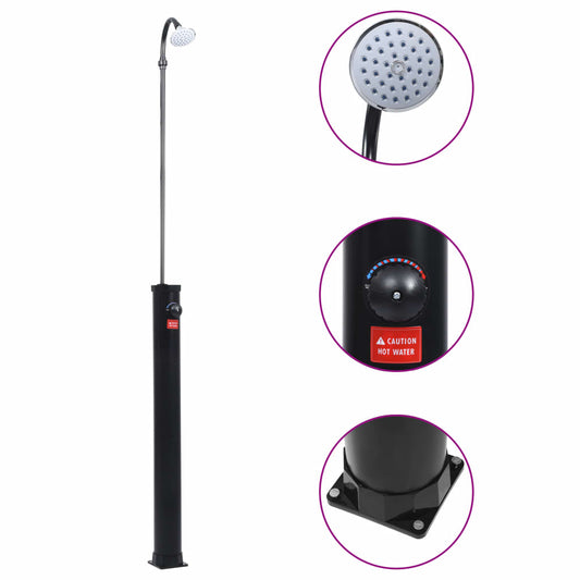 Puutarhan aurinkovoimasuihku musta 215 cm 8 l - Harrastajankoti.fi