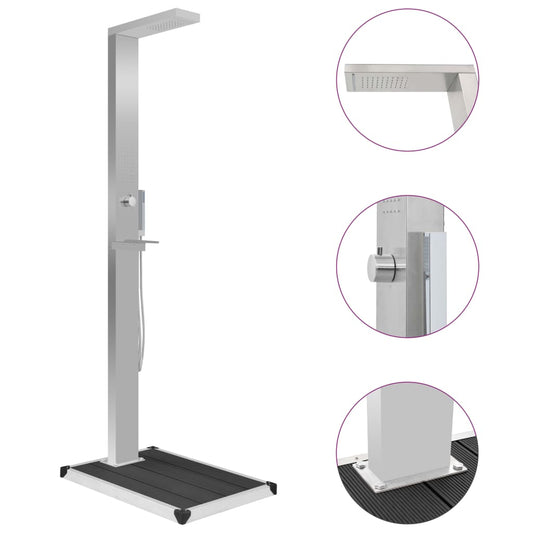 Ulkosuihku alustalla WPC ruostumaton teräs - Harrastajankoti.fi