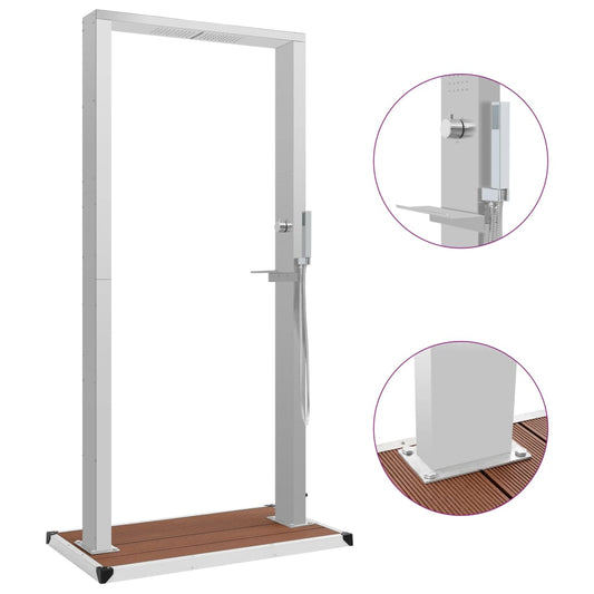 Ulkosuihku alustalla WPC ruostumaton teräs - Harrastajankoti.fi