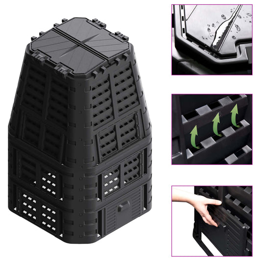 Puutarhan kompostiastia musta 93,3x93,3x146 cm 1000 l - Harrastajankoti.fi