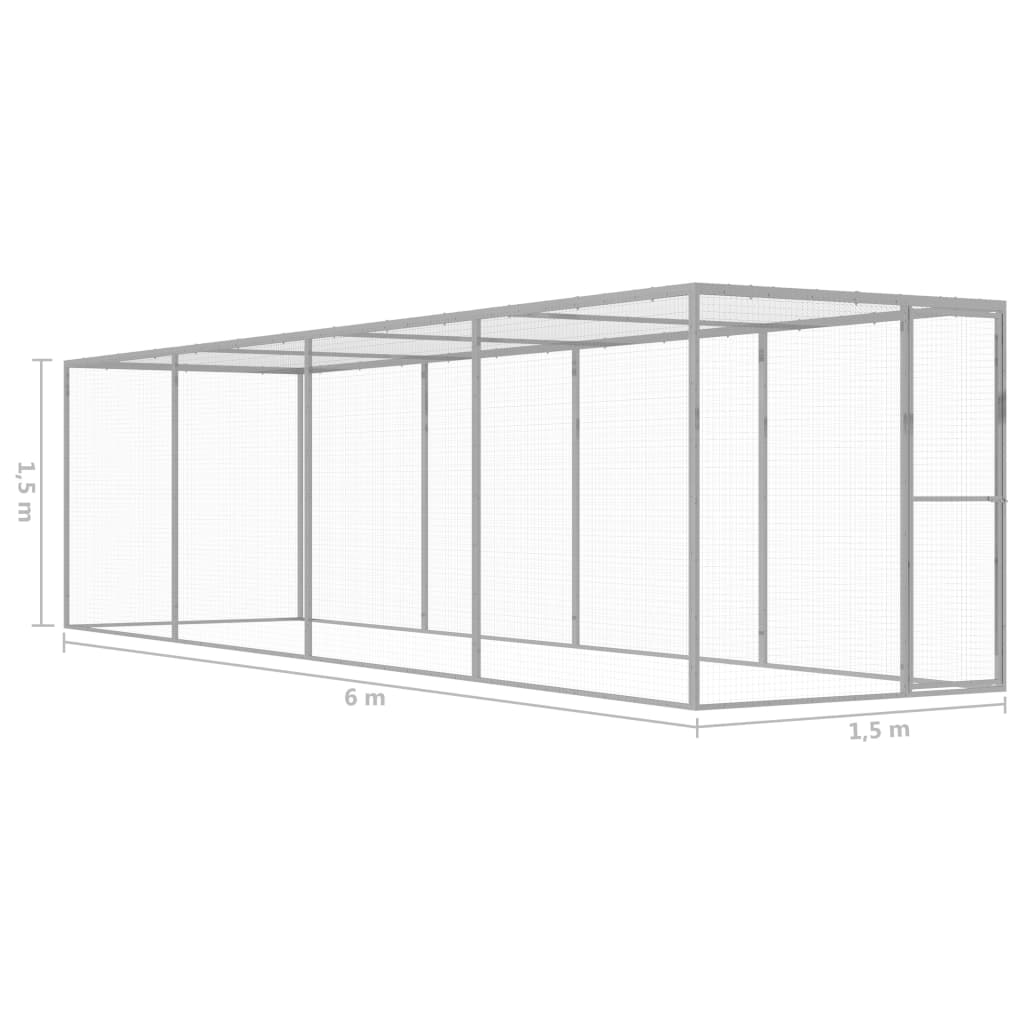 Kissahäkki 6x1,5x1,5 m galvanoitu teräs - Harrastajankoti.fi