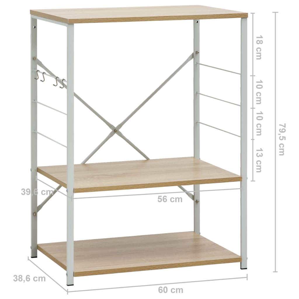 Mikroaaltouunikaappi valk. ja tammi 60x39,6x79,5 cm - Harrastajankoti.fi