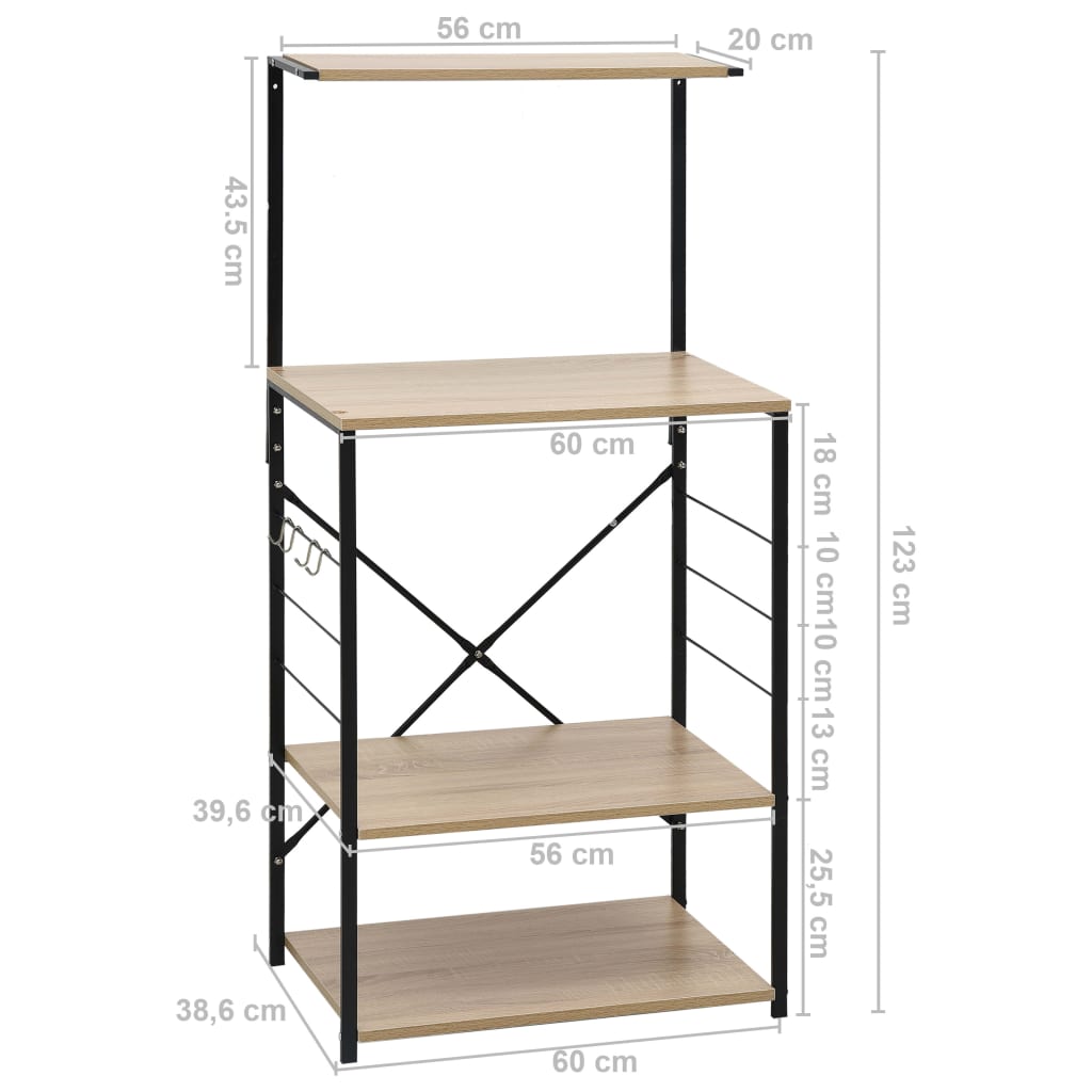 Mikroaaltouunikaappi musta ja tammi 60x39,6x123 cm - Harrastajankoti.fi