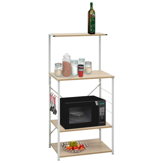 Mikroaaltouunikaappi valk. ja tammi 60x39,6x123 cm - Harrastajankoti.fi