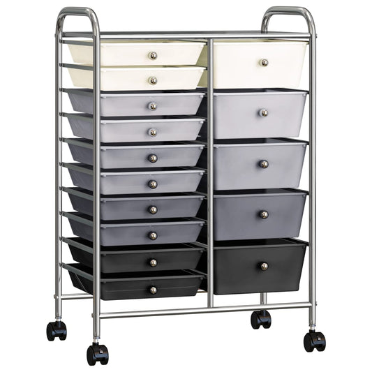 XXL 15 laatikon liikkuva säilytysvaunu ombre muovi - Harrastajankoti.fi