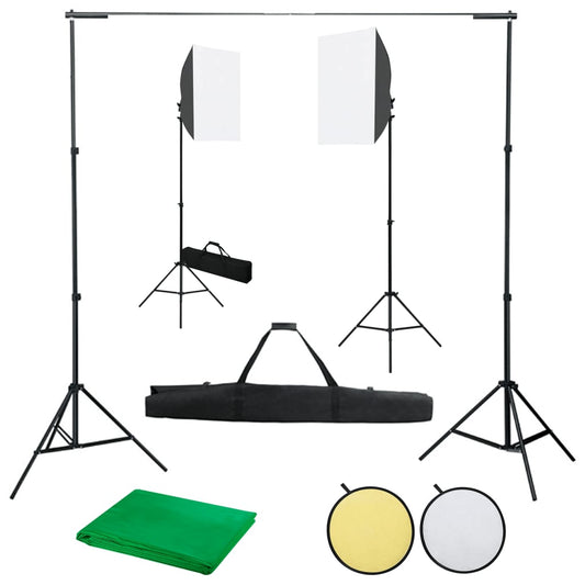 Valokuvastudiosarja softbox-valot, taustakangas ja heijastin - Harrastajankoti.fi